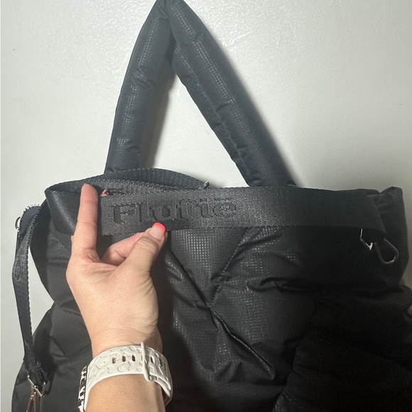 Flufie Shoulder Bag Jet Black Classic Quilted with Body Long Strap Puffer - Picture 7 of 8